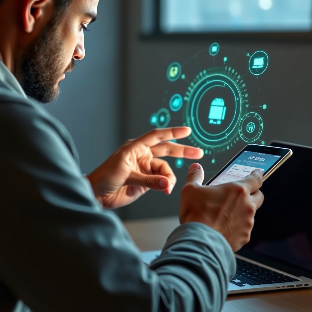 A stylized feedback form on a tablet being held by a person. The form has star ratings and open text fields. The background is blurred and shows other people using devices. The color palette includes warm yellows and oranges to convey openness and positivity. The camera angle is a close-up shot focusing on the tablet and the person's hands. Texture details should be smooth and clean. Technical specs: High-quality rendering, 4K resolution.